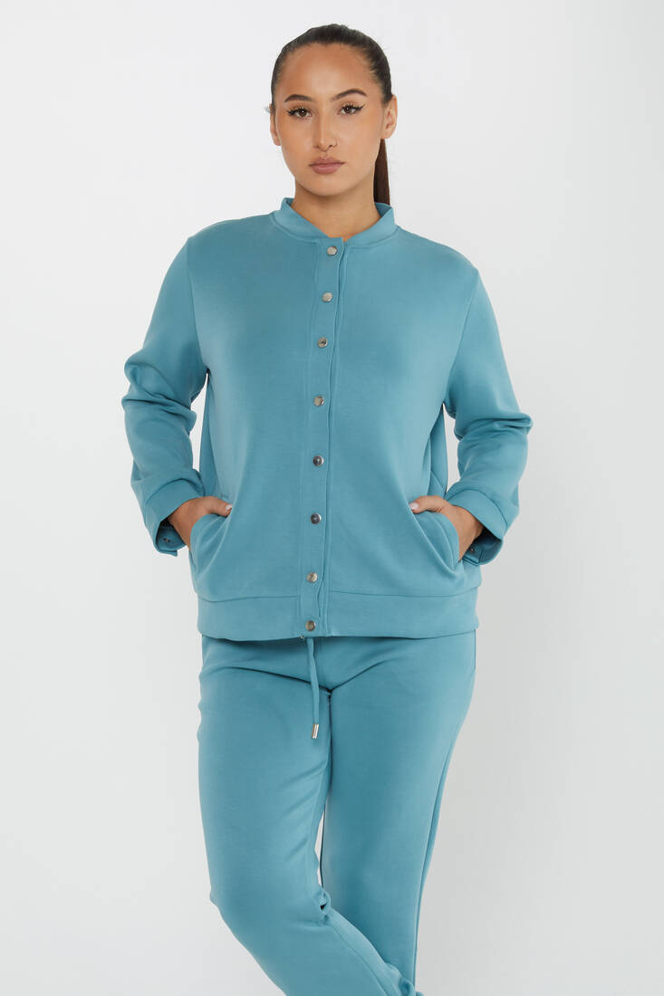 Women's Tracksuit Button Detail Mint - 17624 | KAZEE