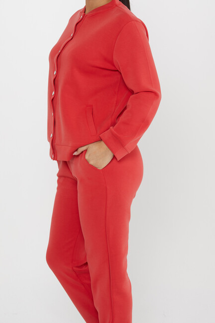 Women's Tracksuit Button Detail Red - 17624 | KAZEE - Thumbnail