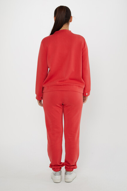 Women's Tracksuit Button Detail Red - 17624 | KAZEE - Thumbnail