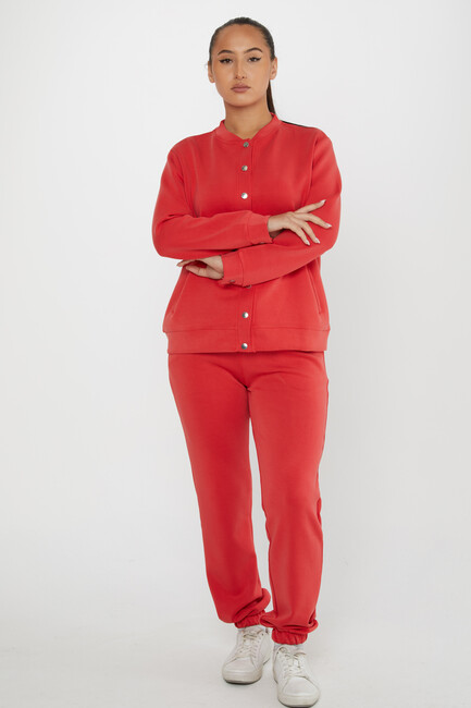 Women's Tracksuit Button Detail Red - 17624 | KAZEE - Thumbnail