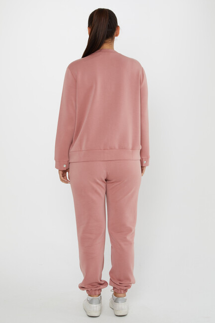 Women's Tracksuit Button Detailed Dusty Rose - 17624 | KAZEE - Thumbnail