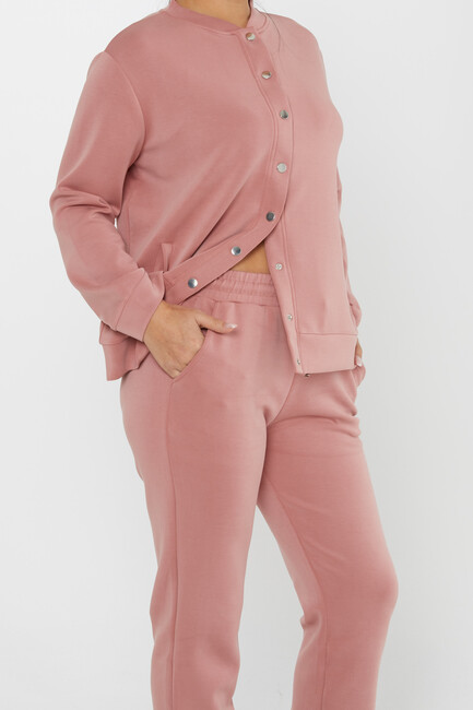 Women's Tracksuit Button Detailed Dusty Rose - 17624 | KAZEE - Thumbnail