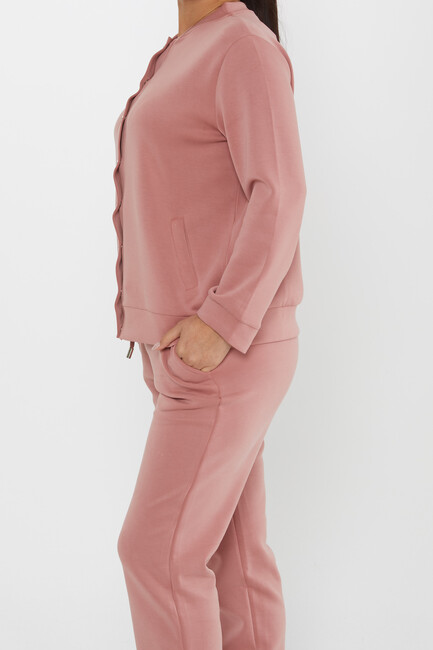 Women's Tracksuit Button Detailed Dusty Rose - 17624 | KAZEE - Thumbnail