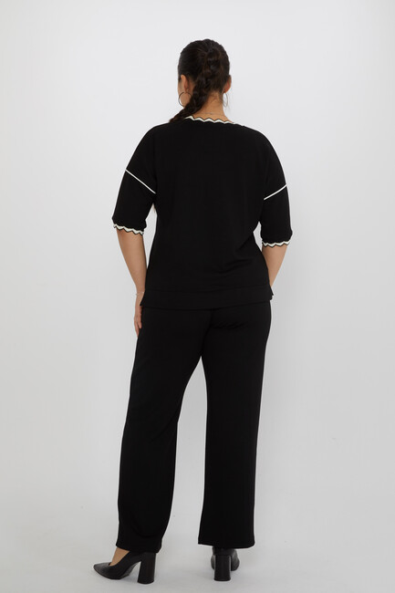 Women's Tracksuit Set Collar Detail Black - 17865 | KAZEE - Thumbnail