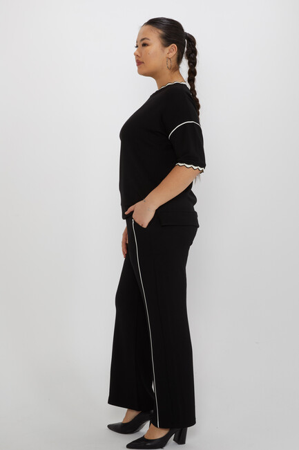 Women's Tracksuit Set Collar Detail Black - 17865 | KAZEE - Thumbnail