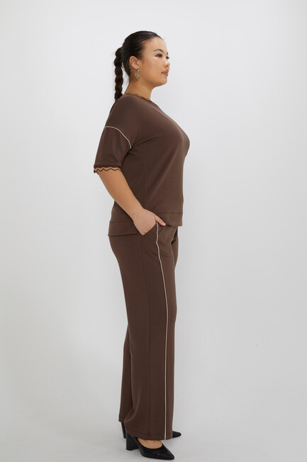 Women's Tracksuit Collar Detail Brown - 17865 | KAZEE - Thumbnail