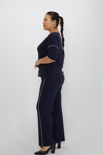 Women's Tracksuit Set Collar Detail Navy Blue - 17865 | KAZEE - Thumbnail