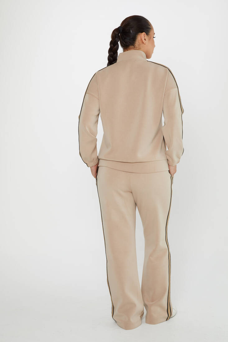 Women's Tracksuit Pocket Detail Beige - 17630 | KAZEE