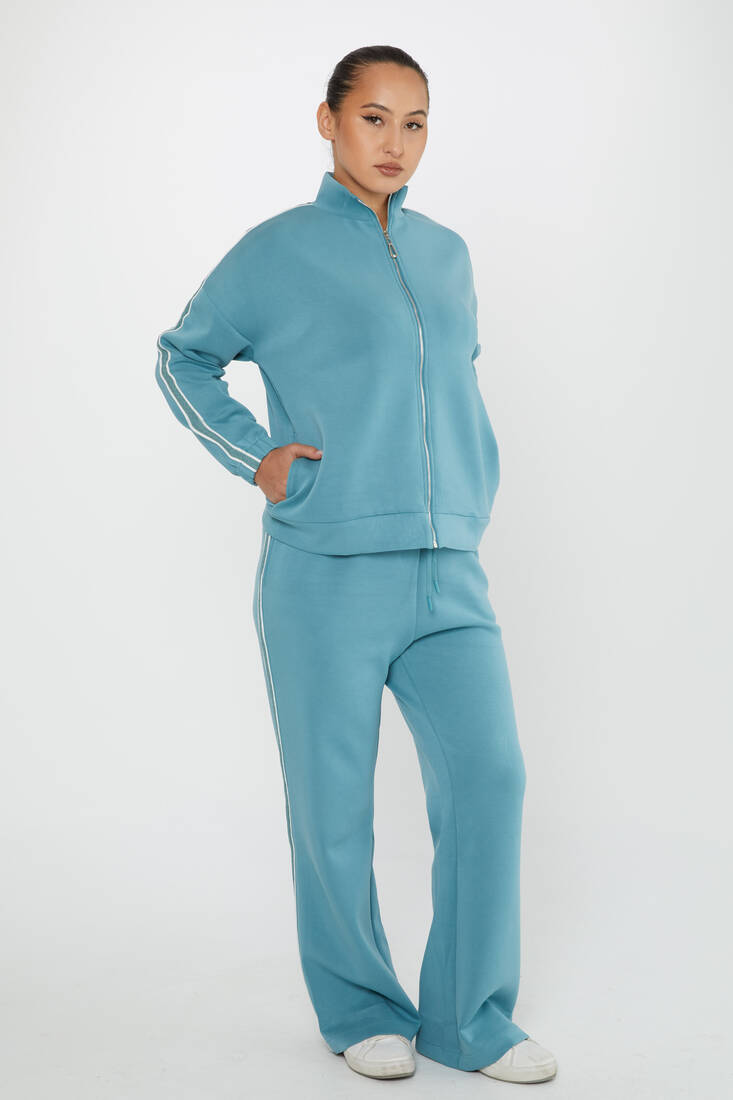 Women's Tracksuit Pocket Detail Blue - 17630 | KAZEE