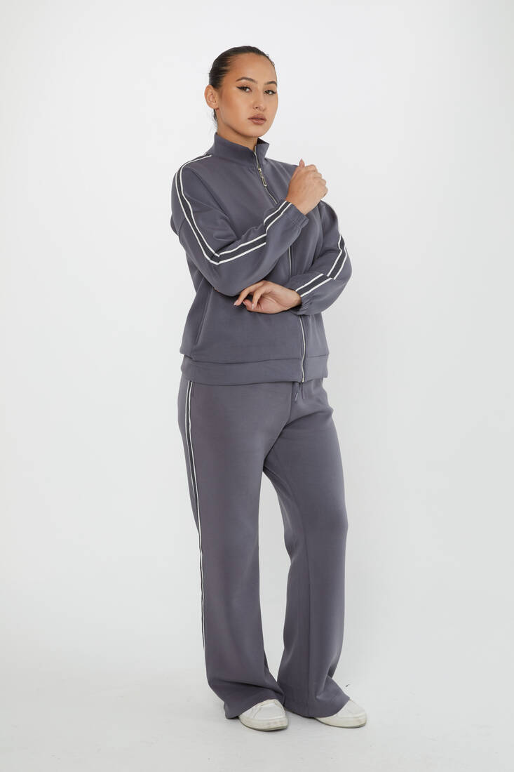 Women's Tracksuit Pocket Detail Gray - 17630 | KAZEE