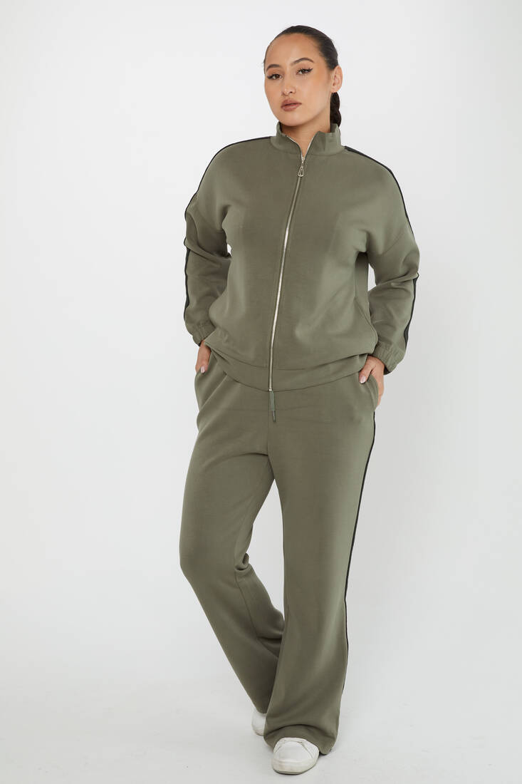 Women's Tracksuit Pocket Detail Khaki - 17630 | KAZEE