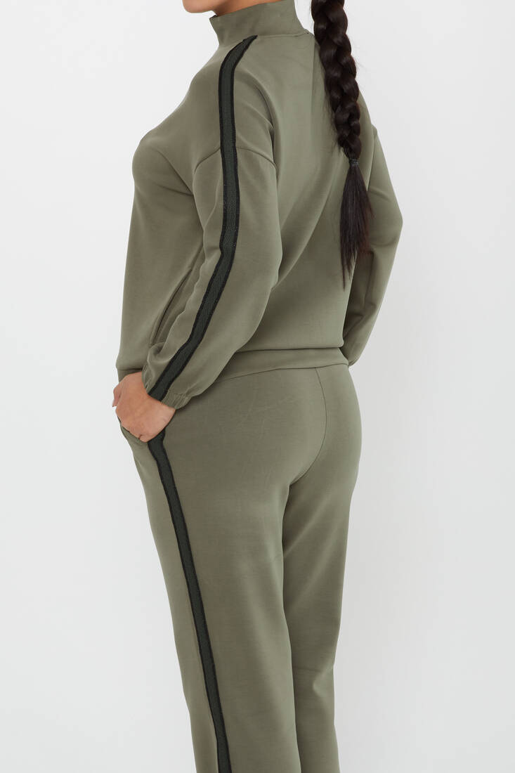 Women's Tracksuit Pocket Detail Khaki - 17630 | KAZEE