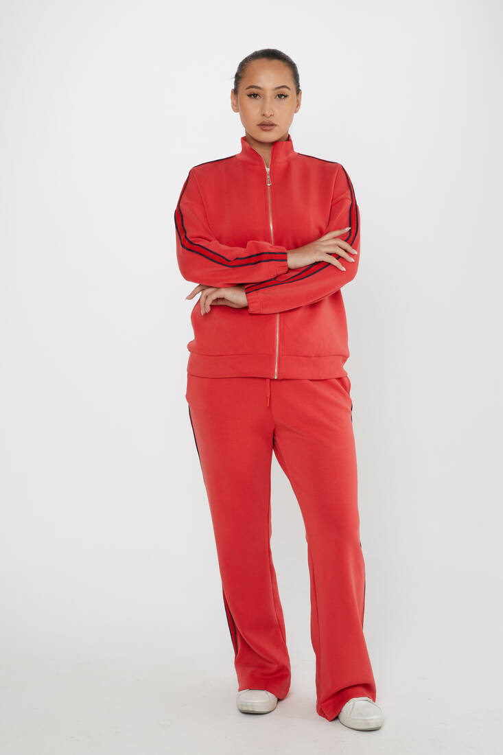 Women's Tracksuit Pocket Detail Red - 17630 | KAZEE