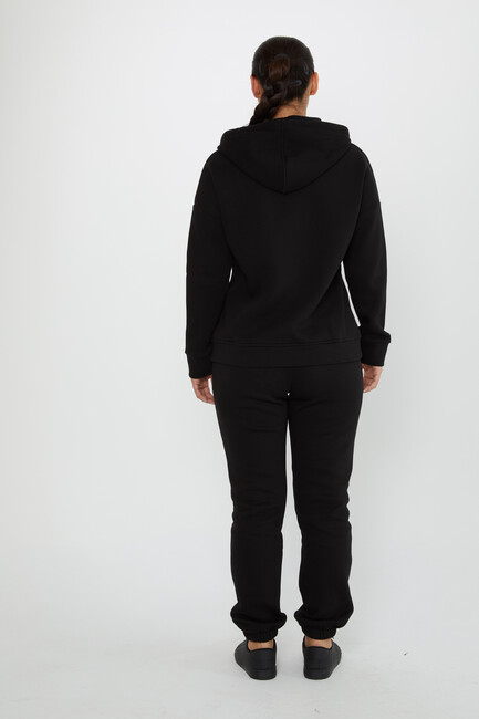 Women's Tracksuit Stone Detailed Black - 17607 | KAZEE - Thumbnail