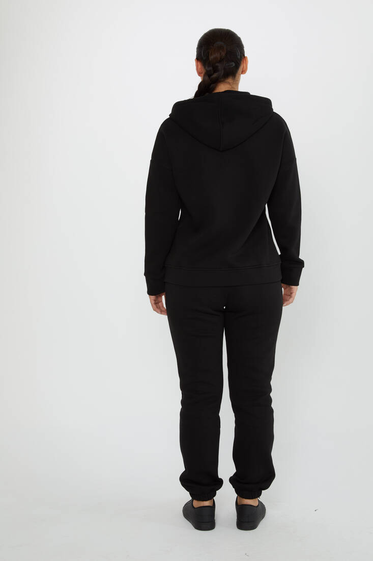 Women's Tracksuit Stone Detailed Black - 17607 | KAZEE