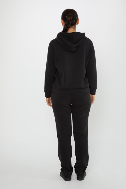 Women's Tracksuit Stone Detailed Black - 17628 | KAZEE - Thumbnail