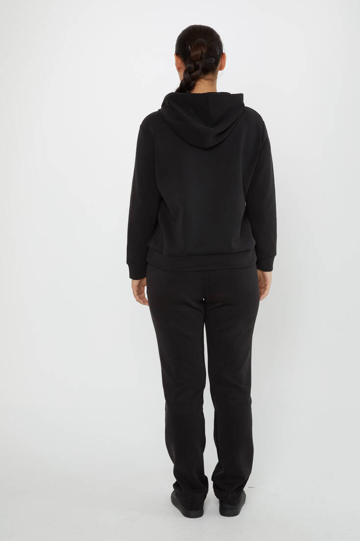 Women's Tracksuit Stone Detailed Black - 17628 | KAZEE