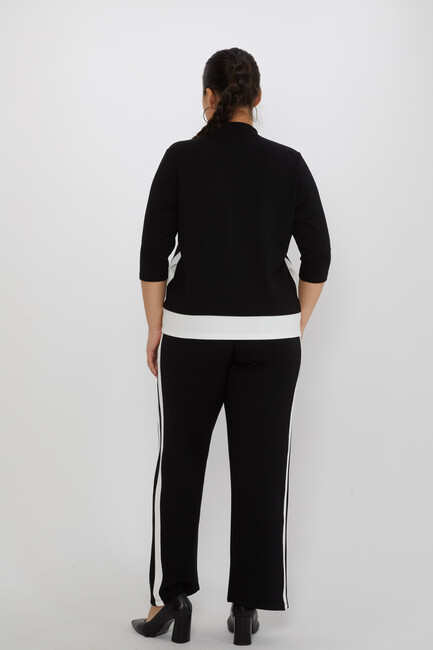 Women's Tracksuit Stand Collar Zipper Detail Black - 17880 | KAZEE - Thumbnail