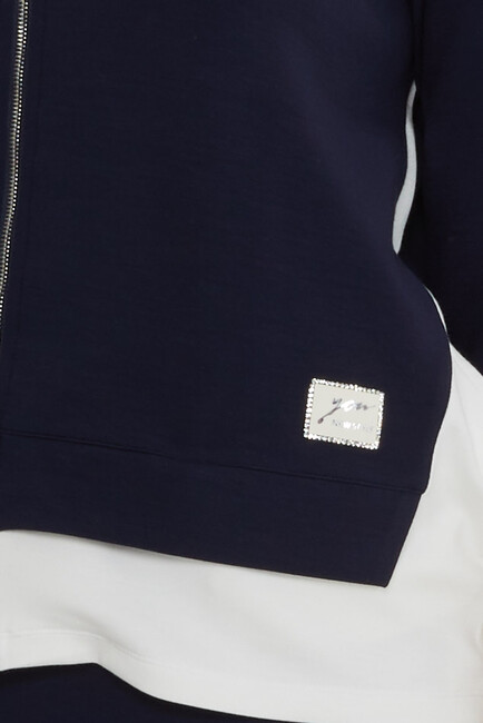 Women's Tracksuit Stand Collar Zipper Detail Navy Blue - 17880 | KAZEE - Thumbnail