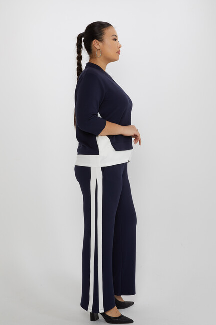 Women's Tracksuit Stand Collar Zipper Detail Navy Blue - 17880 | KAZEE - Thumbnail