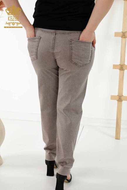 Women's Trousers Tie Detailed Brown - 3675 | KAZEE - Thumbnail