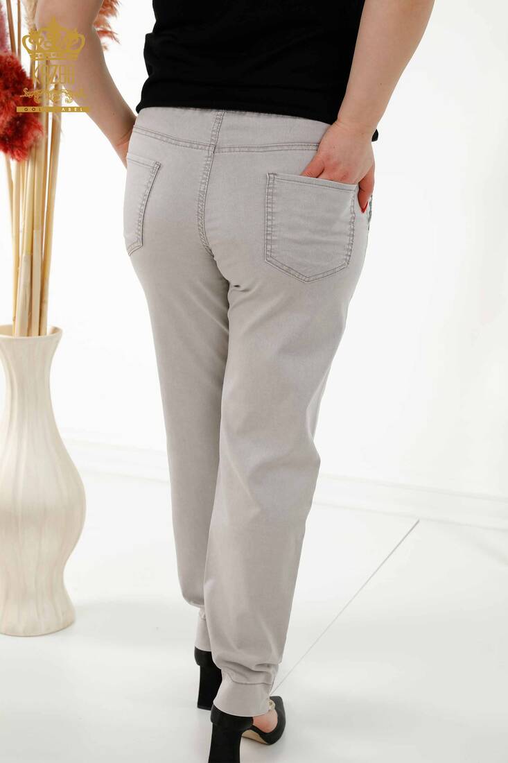 Women's Trousers Lacing Detail Light Gray - 3675 | KAZEE