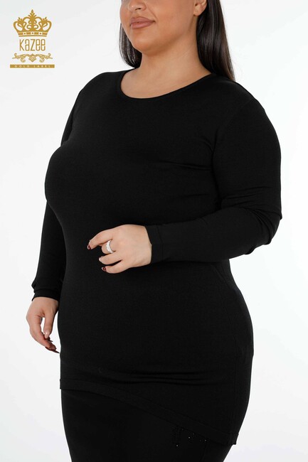 Women's Tunic Crew Neck Black - 14418 | KAZEE - Thumbnail