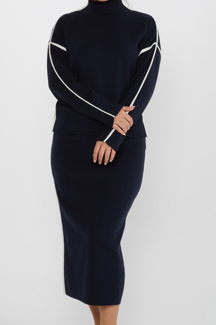 Women's Two Piece Suit Striped Navy Blue - 31303 | KAZEE - Thumbnail