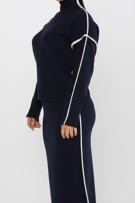 Women's Two Piece Suit Striped Navy Blue - 31303 | KAZEE - Thumbnail