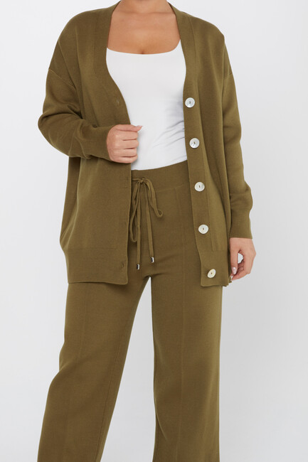 Women's Two Piece Set Button Detail Khaki - 30760 | KAZEE - Thumbnail