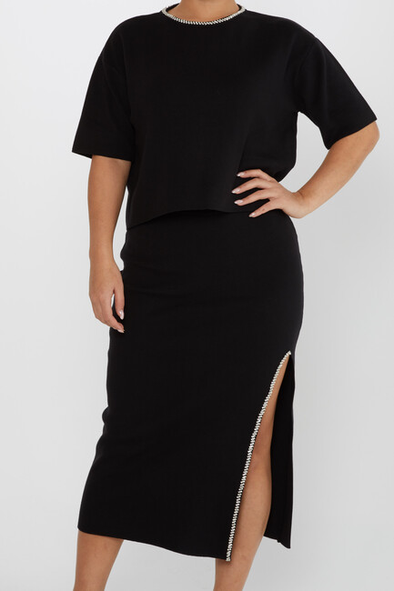 Women's Two Piece Set Slit Detail Black - 31302 | KAZEE - Thumbnail