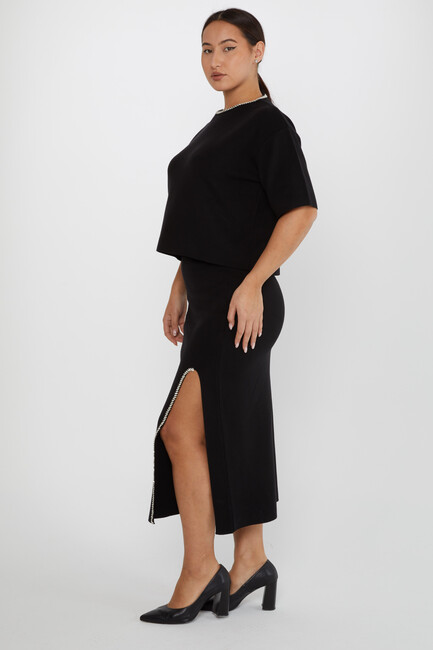 Women's Two Piece Set Slit Detail Black - 31302 | KAZEE - Thumbnail