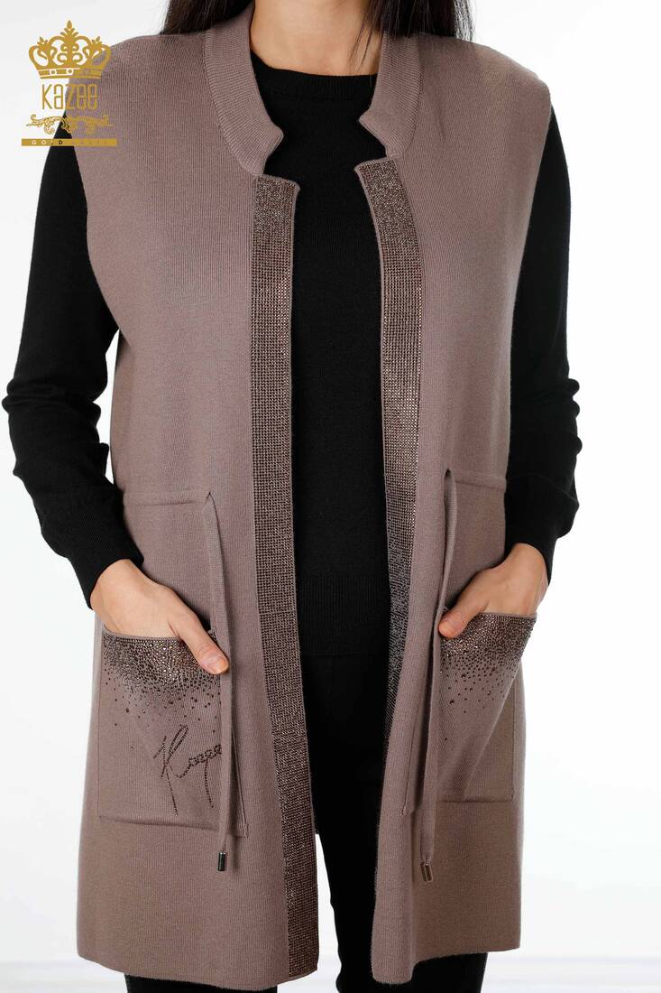 Women's Vest Stone Pocketed Mink - 16829 | Kazee