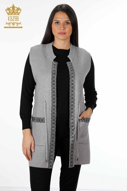 Women's Vest Gray - Women's Clothing from Turkey - 16805 | KAZEE - Thumbnail