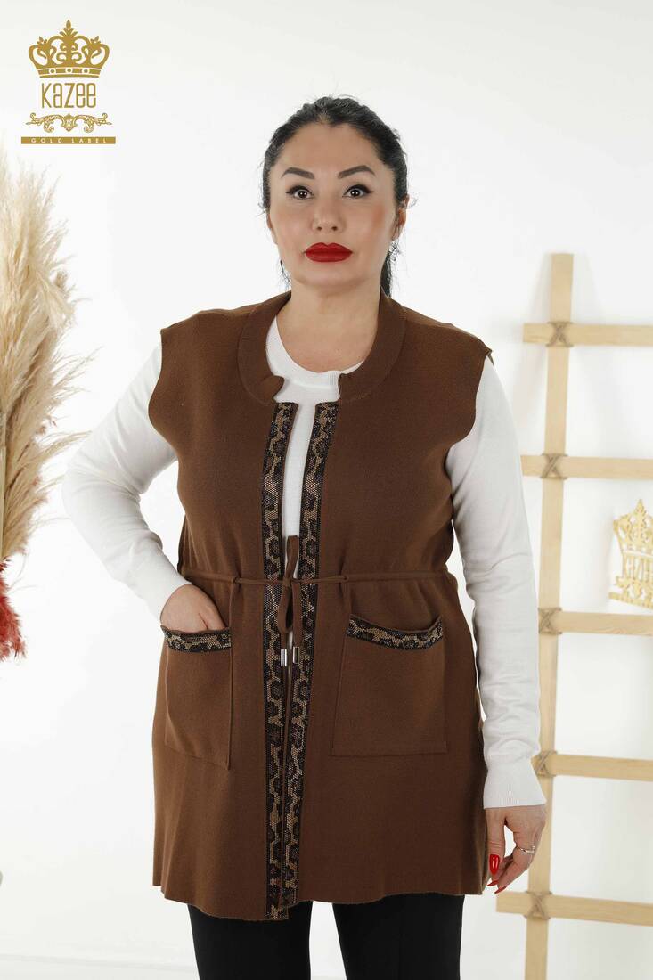 Women's Vest Leopard Pattern Brown - 30261 | KAZEE