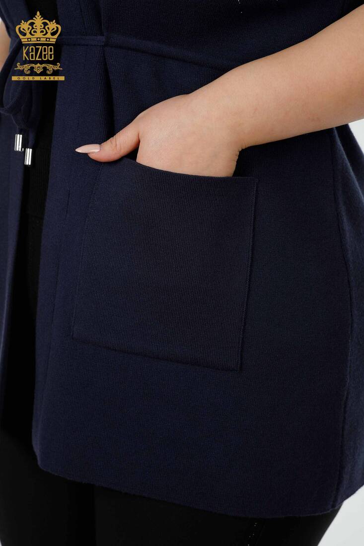 Women's Vest Pocket Detailed Navy Blue - 16834 | KAZEE