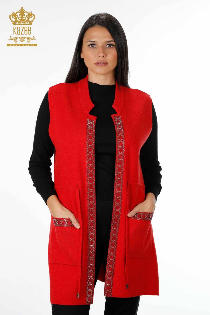 Women's Vest Red - Women's Clothing from Turkey - 16805 | KAZEE