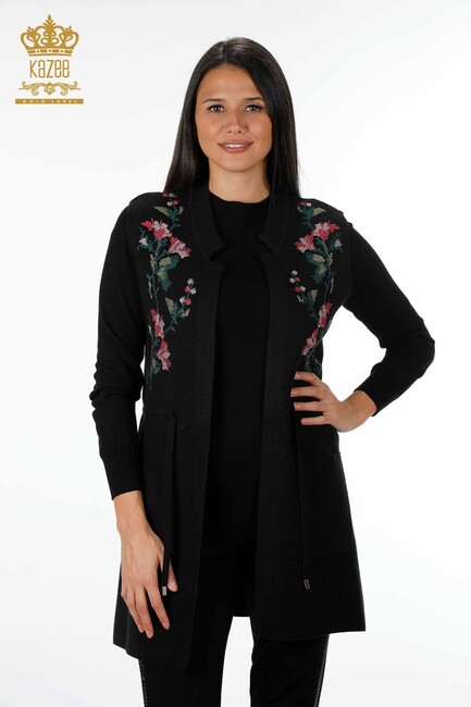 Women's Vest with Tie Tie Detail Black - 16844 | KAZEE - Thumbnail