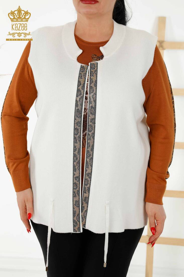 Women's Vest Tiger Pattern Ecru - 30311 | KAZEE