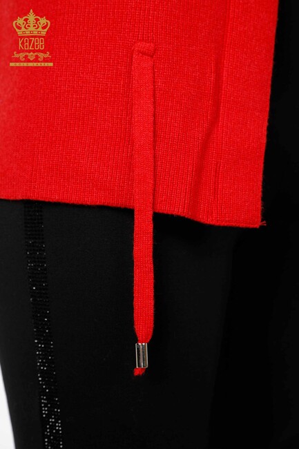 Women's Vest with Tulle Detailed Thread Tie Red - 16839 | Kazee - Thumbnail