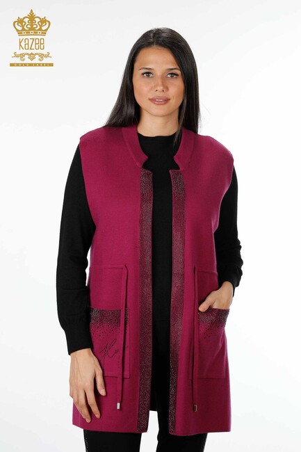 Women's Vest with Stone Pockets Purple - 16829 | Kazee - Thumbnail