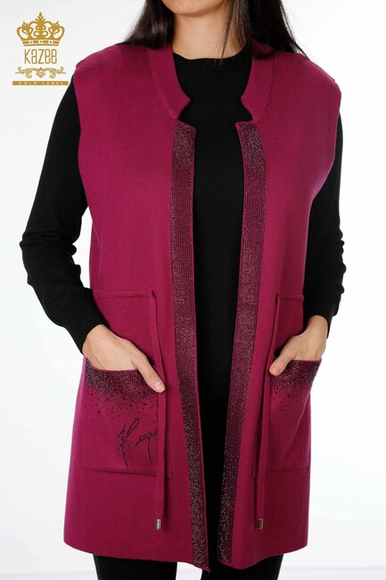 Women's Vest with Stone Pockets Purple - 16829 | Kazee - Thumbnail