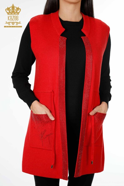 Women's Vest with Stone Pocket Red - 16829 | Kazee - Thumbnail