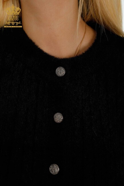 Women's Angora Cardigan Buttoned Black - 30321 | KAZEE - Thumbnail