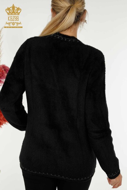 Women's Angora Cardigan Buttoned Black - 30371 | KAZEE - Thumbnail