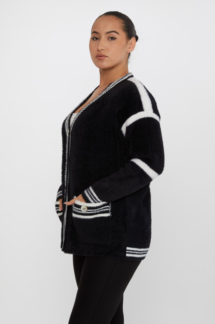 Women's Angora Cardigan Buttoned Black - 30784 | KAZEE - Thumbnail