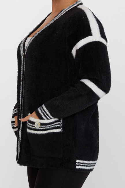 Women's Angora Cardigan Buttoned Black - 30784 | KAZEE - Thumbnail