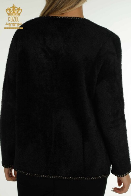 Women's Angora Cardigan Buttoned Black - 30799 | KAZEE - Thumbnail