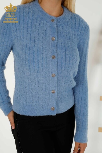 Women's Angora Cardigan Buttoned Blue - 30321 | KAZEE - Thumbnail