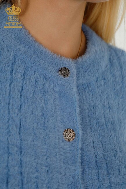 Women's Angora Cardigan Buttoned Blue - 30321 | KAZEE - Thumbnail